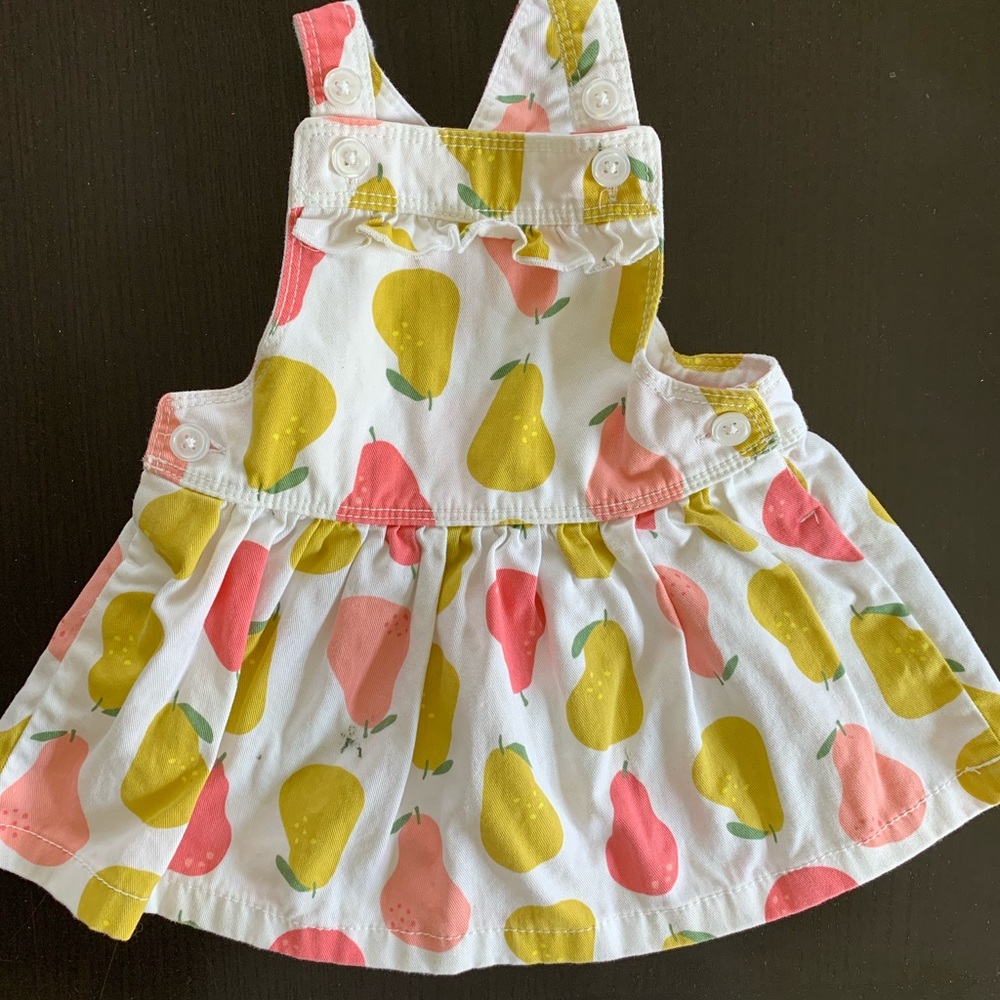 Pear Print Overall Dress 6M
